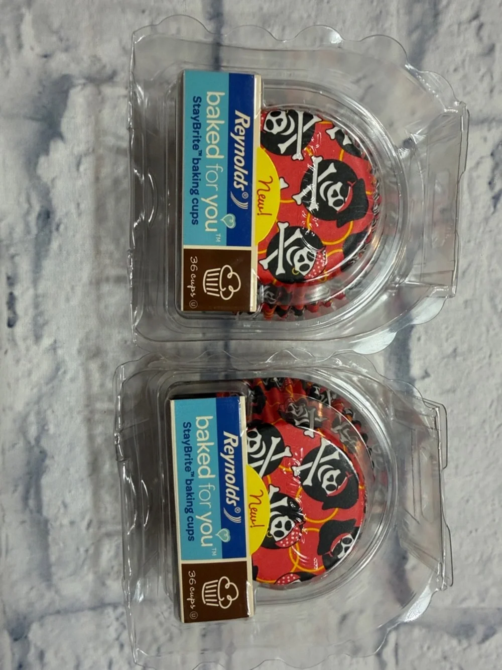 Discontinued Reynolds StayBrite Pirate cupcake Liners 2 SETS of 36 No pan needed